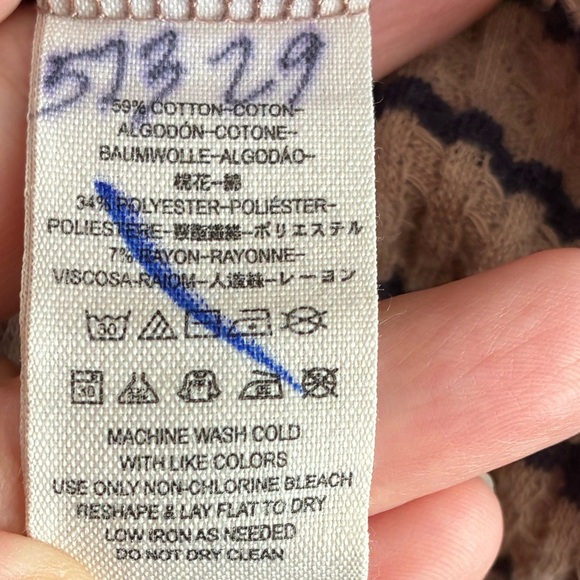 We The Free Auntie Em Brown and Black Striped Fringe Neck Peplum Sweater Top S - Picture 10 of 10